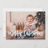 Rustieke bladeren Vrolijk Kerstmis Foto Kerst Kaar Feestdagenkaart (Voorkant)