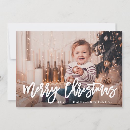 Rustieke bladeren Vrolijk Kerstmis Foto Kerst Kaar Feestdagenkaart (Voorkant)