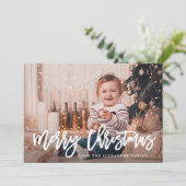 Rustieke bladeren Vrolijk Kerstmis Foto Kerst Kaar Feestdagenkaart (Staand voorkant)