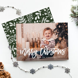 Rustieke bladeren Vrolijk Kerstmis Foto Kerst Kaar Feestdagenkaart