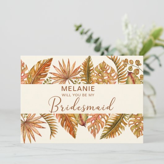 Rustieke bladeren zal je mijn bruidsmeisje uitnodi kaart (Staand voorkant)
