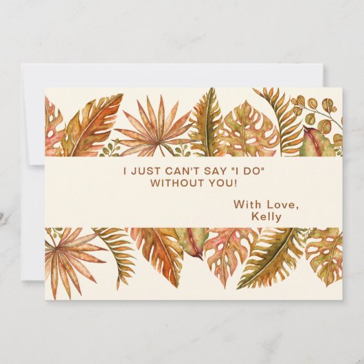 Rustieke bladeren zal je mijn bruidsmeisje uitnodi kaart (Achterkant)