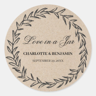 Rustieke bladkrans Mason Jar Wedding Favor Labels
