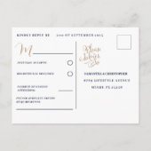 Rustieke Blauw en Gouden Bruiloft RSVP Uitnodiging Briefkaart (Achterkant)