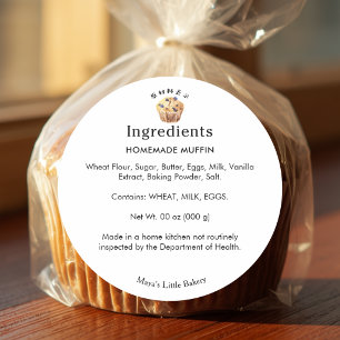 Rustieke blauwe bessenmuffin bakkerij ingrediënten ronde sticker
