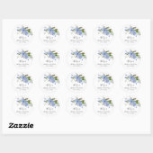 Rustieke blauwe bloem bruiloftsshower favor ronde sticker (Vel)