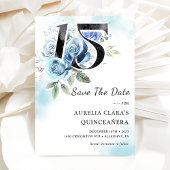 Rustieke Blauwe Bloemen 15e Verjaardag Quinceanera Save The Date