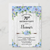 Rustieke  Blauwe Bloemen 70e Verjaardag Kaart (Voorkant)