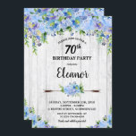 Rustieke  Blauwe Bloemen 70e Verjaardag Kaart<br><div class="desc">Personaliseer deze prachtige Blue Floral Birthday Party Invitation met uw feestdetails gemakkelijk en snel,  druk gewoon op de knop Aanpassen om de stijl en plaatsing van de tekst verder te rangschikken en te formatteren. Geweldig voor elke leeftijd! (c) De Happy Cat Studio</div>