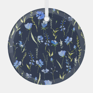 Rustieke blauwe bloemen: botanische illustratie. glas ornament