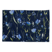 Rustieke blauwe bloemen: botanische illustratie. kussensloop (Achterkant)