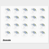 Rustieke Blauwe Bloemen Bruiloft Favor Ronde Sticker (Vel)