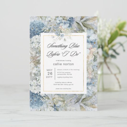 Rustieke Blauwe Bloemen Iets Blauw Vrijgezellenfee Kaart (Staand voorkant)