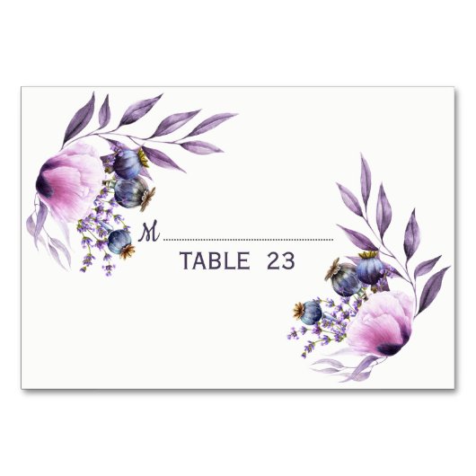 Rustieke Blauwe Bloemen Land Schuur Tafel Kaart (Achterkant)