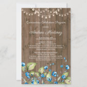 Rustieke Blauwe Bloemen Lichten Quinceanera Progra (Voorkant)