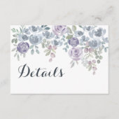 Rustieke Blauwe Bloemen QR Code Bruiloft Details Informatiekaartje (Voorkant)