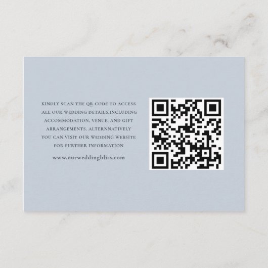 Rustieke Blauwe Bloemen QR Code Bruiloft Details Informatiekaartje (Achterkant)