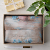 Rustieke Blauwe Bloemen Roze Vaas Shabby Decoupage Tissuepapier (Geschenk)