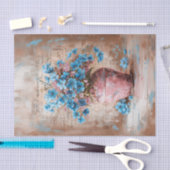 Rustieke Blauwe Bloemen Roze Vaas Shabby Decoupage Tissuepapier (Craft)