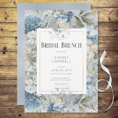 Rustieke Blauwe Bloemen Waterverf Bruidsbrunch Kaart