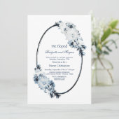 Rustieke blauwe bloemenuw elopementviering kaart (Staand voorkant)