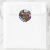 Rustieke blauwe bloemige bedank sticker (Tas)