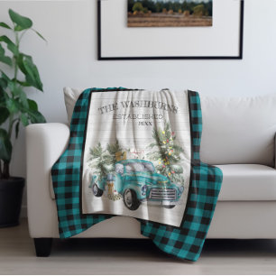 Rustieke Blauwe Boerderij Truck   Familienaam Deke Fleece Deken