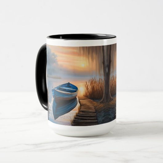 Rustieke blauwe boot, ik zou liever worden Gevist Mok (Voorkant links)