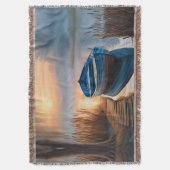 Rustieke blauwe boot Morning Sky Reflection Deken (Voorkant Verticaal)