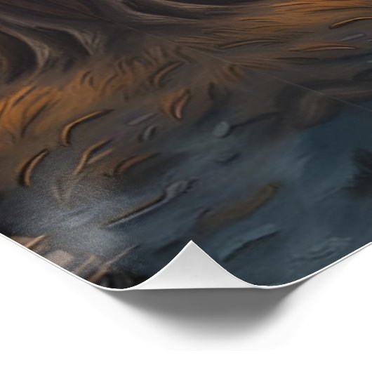 Rustieke blauwe boot Morning Sky Reflection Perfect Poster (Hoek)