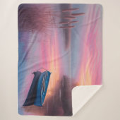 Rustieke blauwe boot roze luchten reflectie sherpa deken (Voorkant)