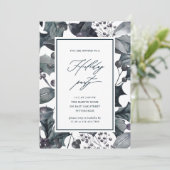 Rustieke Blauwe Botanische Kalligrafie Vakantie Pa Kaart (Staand voorkant)