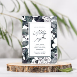 Rustieke Blauwe Botanische Kalligrafie Vakantie Pa Kaart