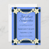 Rustieke Blauwe Bruiloft Bewaar de datum Aankondig Aankondigingskaart (Voorkant / Achterkant)