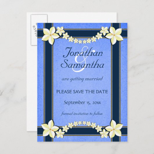 Rustieke Blauwe Bruiloft Bewaar de datum Aankondig Aankondigingskaart (Voorkant / Achterkant)