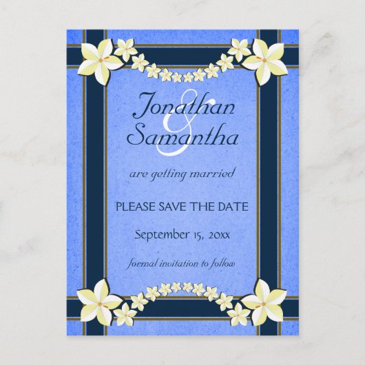 Rustieke Blauwe Bruiloft Bewaar de datum Aankondig Aankondigingskaart (Voorkant)