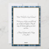 Rustieke Blauwe Buffalo Plaid Waterverf Rendier Feestdagenkaart (Achterkant)