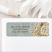 rustieke blauwe burlap beige kant land bruiloft etiket (Insitu)