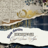 Rustieke Blauwe Denim Ephemera Bloemendecoupage Pr Tissuepapier