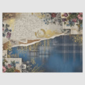 Rustieke Blauwe Denim Ephemera Bloemendecoupage Pr Tissuepapier (Voorkant)