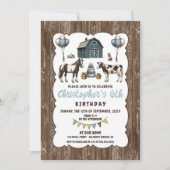 Rustieke Blauwe Dieren Verjaardagsfeestuitnodiging Kaart (Voorkant)