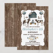 Rustieke Blauwe Dieren Verjaardagsfeestuitnodiging Kaart (Voorkant / Achterkant)