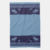 Rustieke blauwe eland patroon keukenhanddoek (Verticaal)