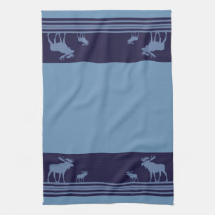Rustieke blauwe eland patroon keukenhanddoek