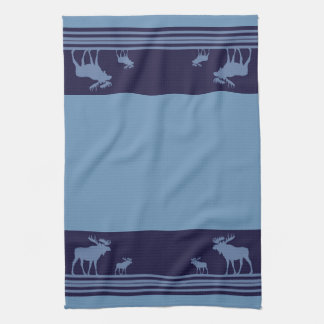 Rustieke blauwe eland patroon keukenhanddoek