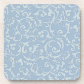 Rustieke Blauwe Elegante Koninklijke Damastkrul Bier Onderzetter (Voorkant)