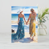 Rustieke Blauwe en Gele Waterverf Moederdag Kaart (Staand voorkant)