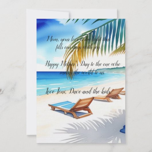 Rustieke Blauwe en Gele Waterverf Moederdag Kaart (Achterkant)