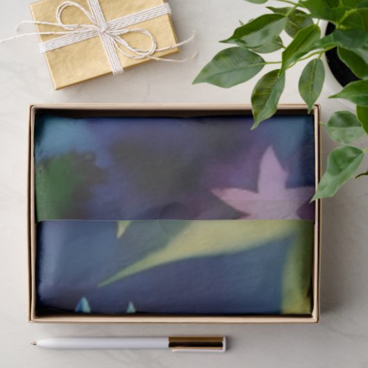 Rustieke Blauwe en Groene Waterverf Bloemen Tissuepapier (Geschenk)