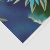 Rustieke Blauwe en Groene Waterverf Bloemen Tissuepapier (Detail)